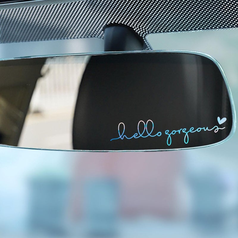 OFlyDesigns 2 x Hello Gorgeous Rearview Vinyl Decal Sticker, Hello Gorgeous Decal, Water Bottle Sticker, Self-Care Stickers, Car Windshield, Rear View Mirror, Mirror, Laptop Affirmation Sticker - Image 4